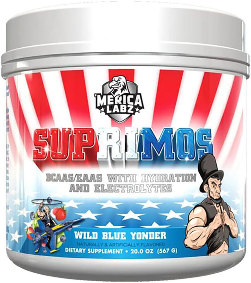 Merica Labz Suprimos BCAA/EAA Supplemento con Eletroliti per prestazioni massime e durata 30 Serve (Wild Blue Yonder, 20.0oz)