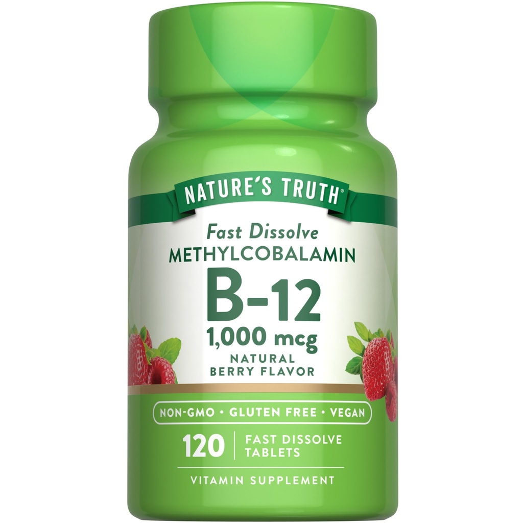 Verità della natura B12 Compresse sublinguali della vitamina | 1000 mcg | 120 conte | Vegan, Non OGM & Gluten Free