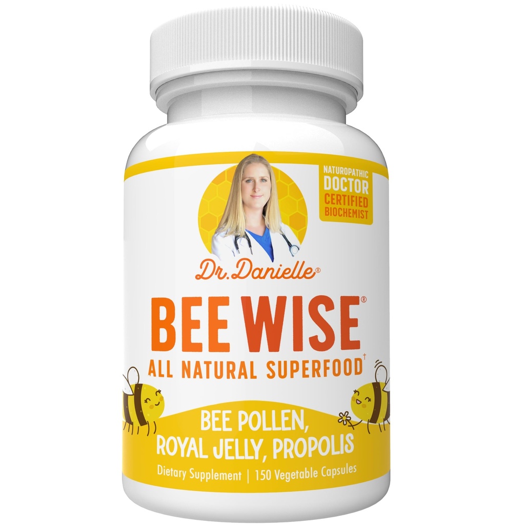 Dr. Danielle's Bee Wise - Bee Polline Supplemento - Bee Well with Royal Jelly, Propolis, Beepollen in 4 Daily Bee Pollen Capsule