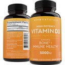 Viva Naturals Vitamina D3 5000 IU Softgels, 360 Count (125 mcg), Supporta la Salute Bone & Immune, Alta Potenza Vitamina D