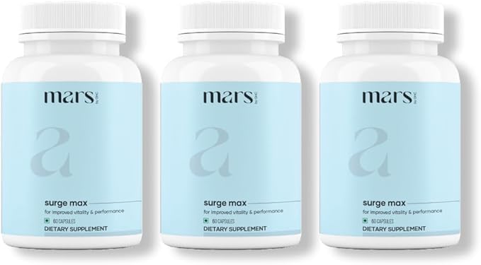 mars by GHC Natural Surge Max Caps | Powered with Shilajit, Safed Musli & Gokshura | 60 Capsule (Pack of 3)