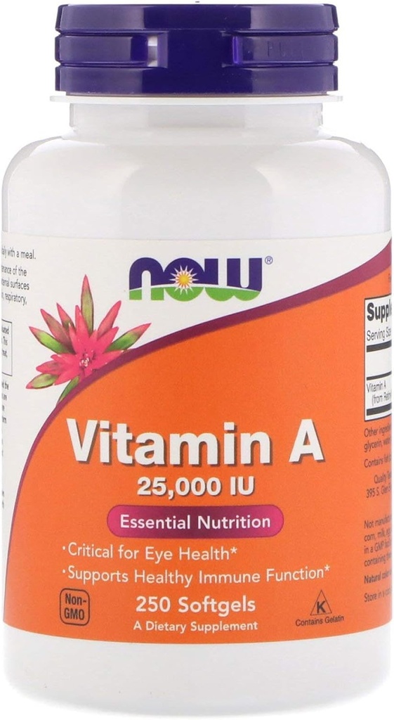 Vitamina A da Fish Liver Oil, 25000IU, 250 Sgels by Now Foods (Pack of 6)