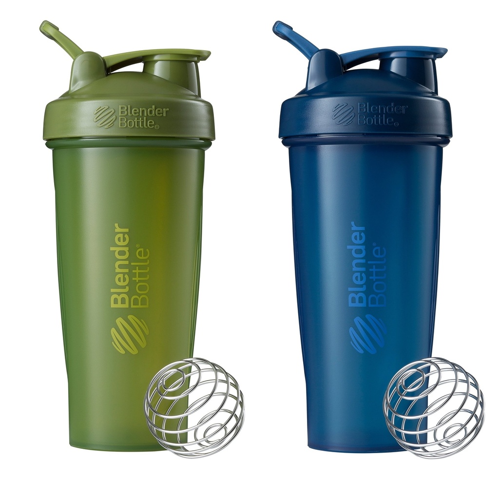 BlenderBottle Classic Shaker Bottiglia Perfetta per Protein Shaker e Pre Workout, 28-Ounce (2 Pack), Moss e Navy
