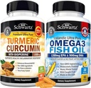Tripla resistenza Omega 3 Fish Oil Softgels (1 Mese di Alimentazione) Plus curcumina erboristica con pepe nero estratto 1500mg Complesso (Trial Size)