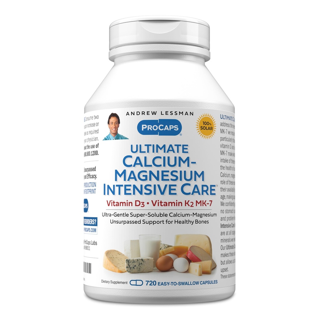 ANDREW LESSMAN Ultimate Calcium-Magnesium Intensive Care with Vitamin D3 & K2 MK7-120 mcg - 720 capsule – Bone e Scheleton Health Essentials. Gentle, facile da ingoiare, super solubile. Nessun Additivo