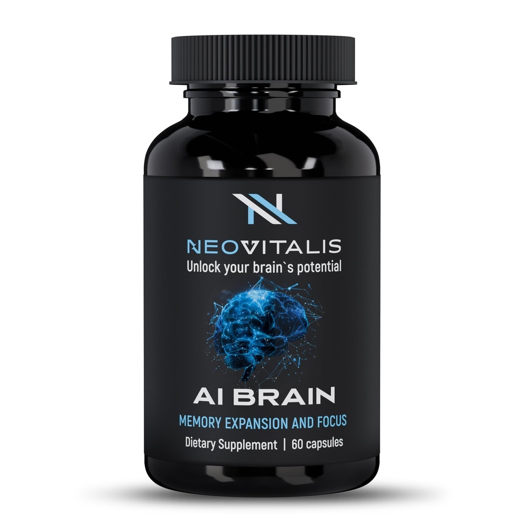 AI Brain Nootropic Supplemento per Focus, Memory & Mental Clarity Improvement Capsule per Uomo & Donne, Caffeina-Free Daily Cognitive Support con Bacopa, Alpha GPC & Vitamina B6, 60 Capsule Vegetariani