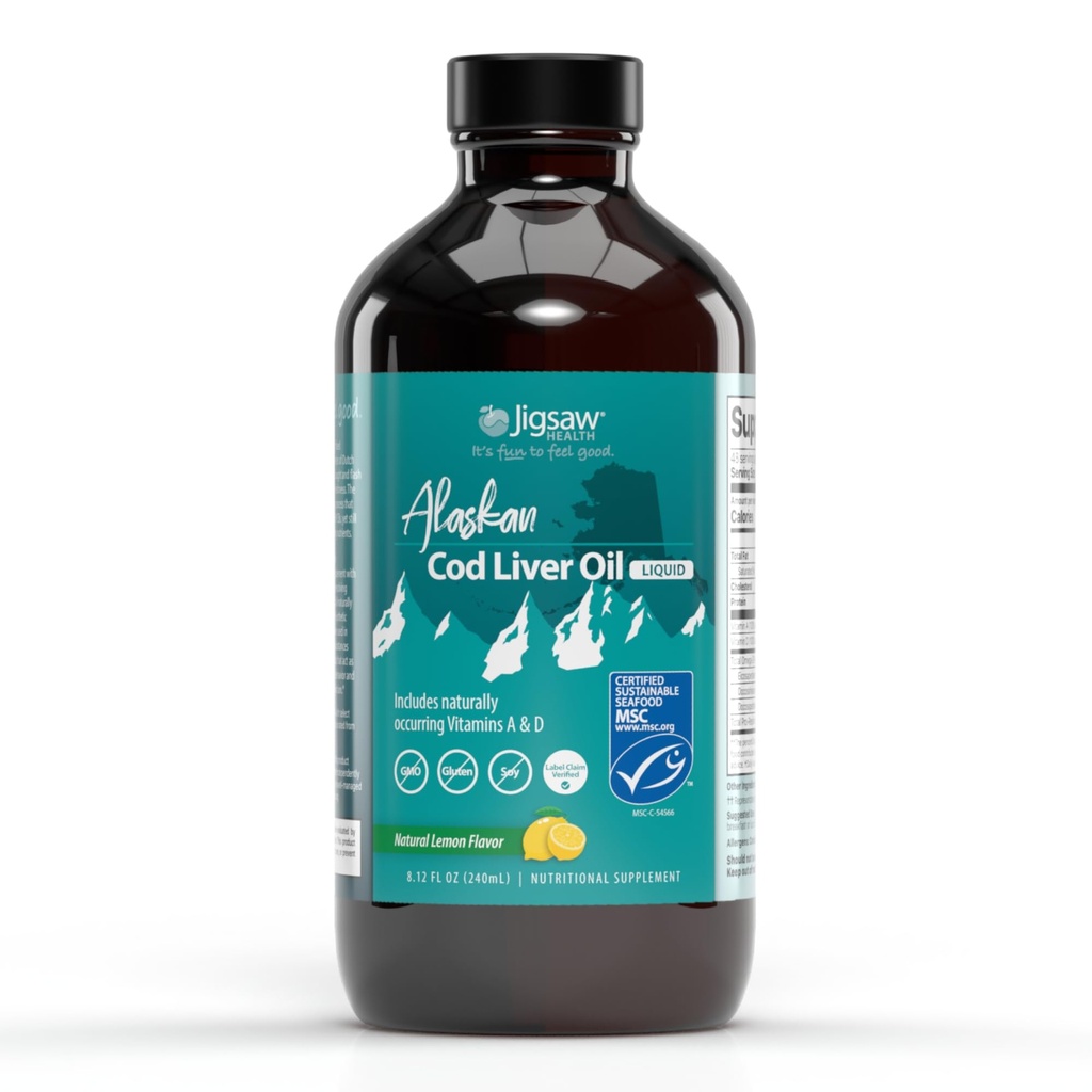 Jigsaw Health Alaskan Cod Liver Oil Liquid, 48 Serve