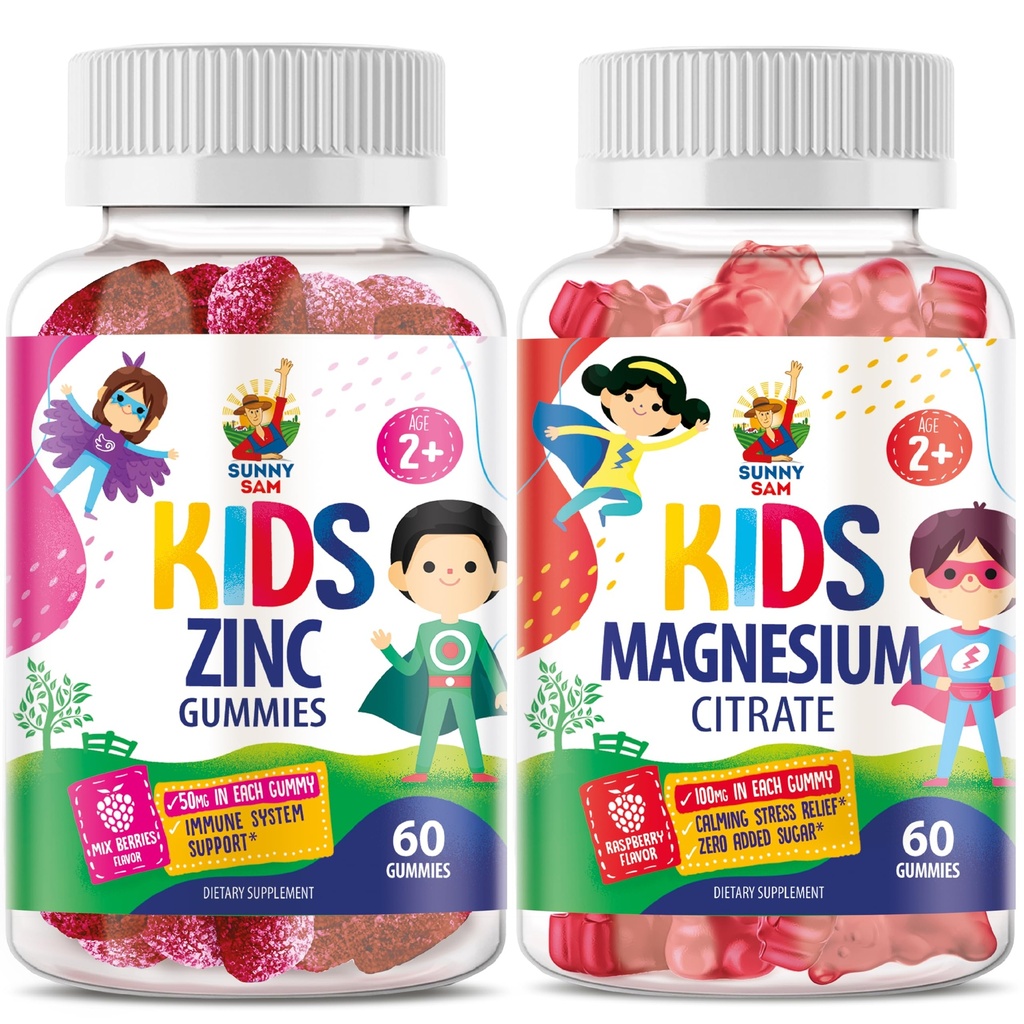SUNNY SAM Zinc Chewable Gummy & Magnesium Gummies per bambini