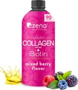 Peptidi di collagene liquido Zena Nutrition e biotina, 2500mg Peptidi di collagene bioattivo Verisol, 5000mcg Biotina, Capelli, Pelle, Supplemento per le donne e gli uomini, Bacca mista, 90 Serve, 30 fl oz