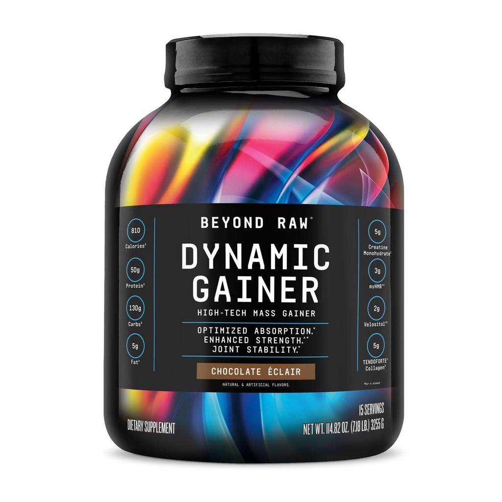 BEYOND RAW Dynamic Gainer. Gainer di massa ad alta tecnologia, assorbimento ottimizzato e resistenza migliorata, Cheesecake Vanilla, 15 Serve