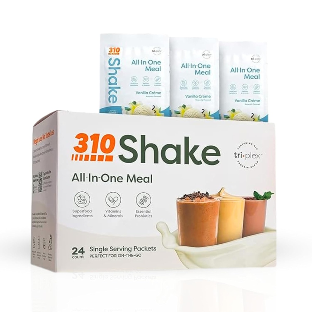 310 Nutrizione – Agitazione di sostituzione del melo all-in-one - Nuova formula con Fiber Rich Vegan Superfood Blend - Dolci naturali - Basso Carb Shake, Keto & Paleo Friendly - Gluten Free - 26 Vitamine essenziali & minerali - Varietà Shake Box - Vanilla Crème