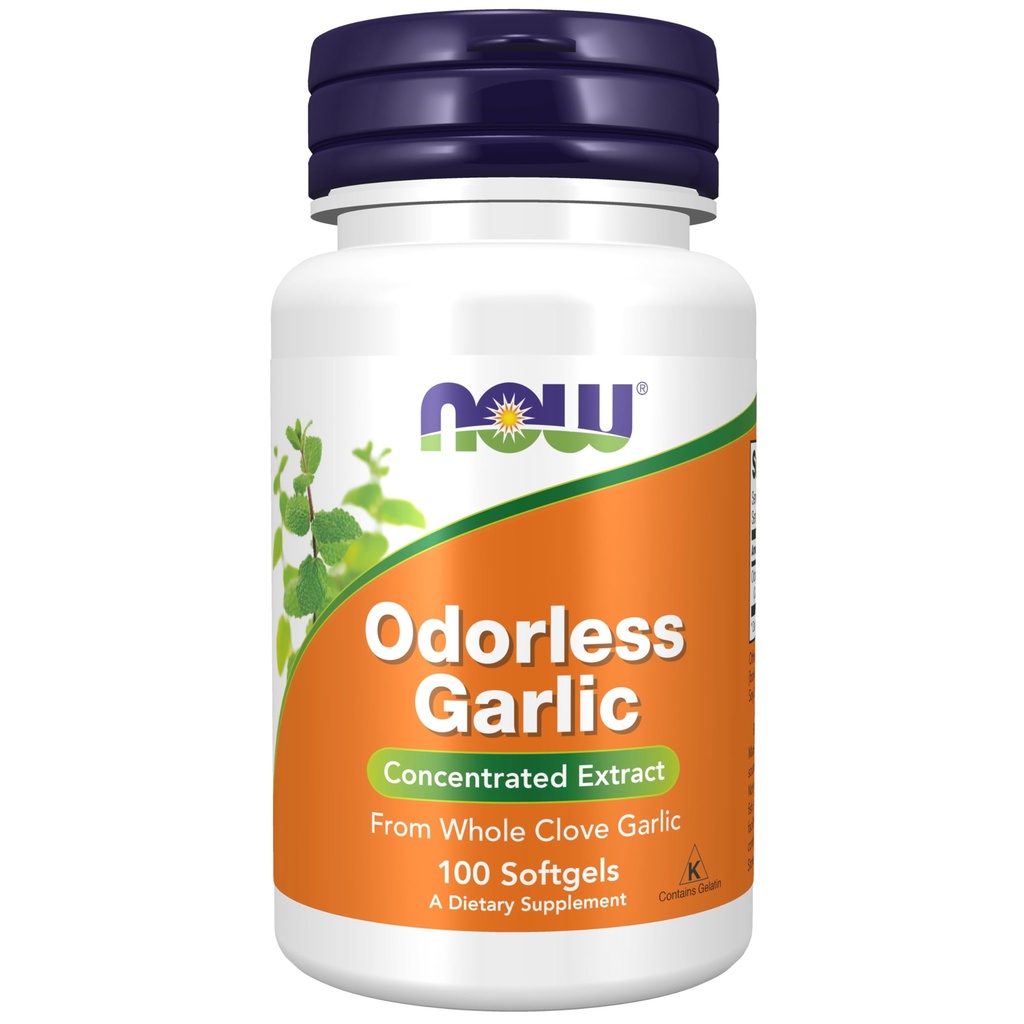 NOW Integratori alimentari, Aglio Odorless (Allium sativum), Estratto concentrato, 100 Softgels