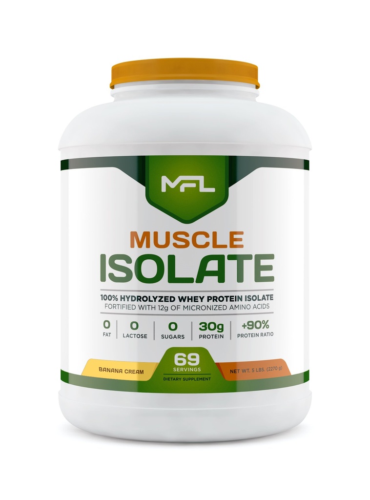 MFL 100% Isolare Protein l 30g di Proteine l 12g Aminoacidi l Keto Friendly l Carbi bassi l 5 lbs. (Banana Cream)