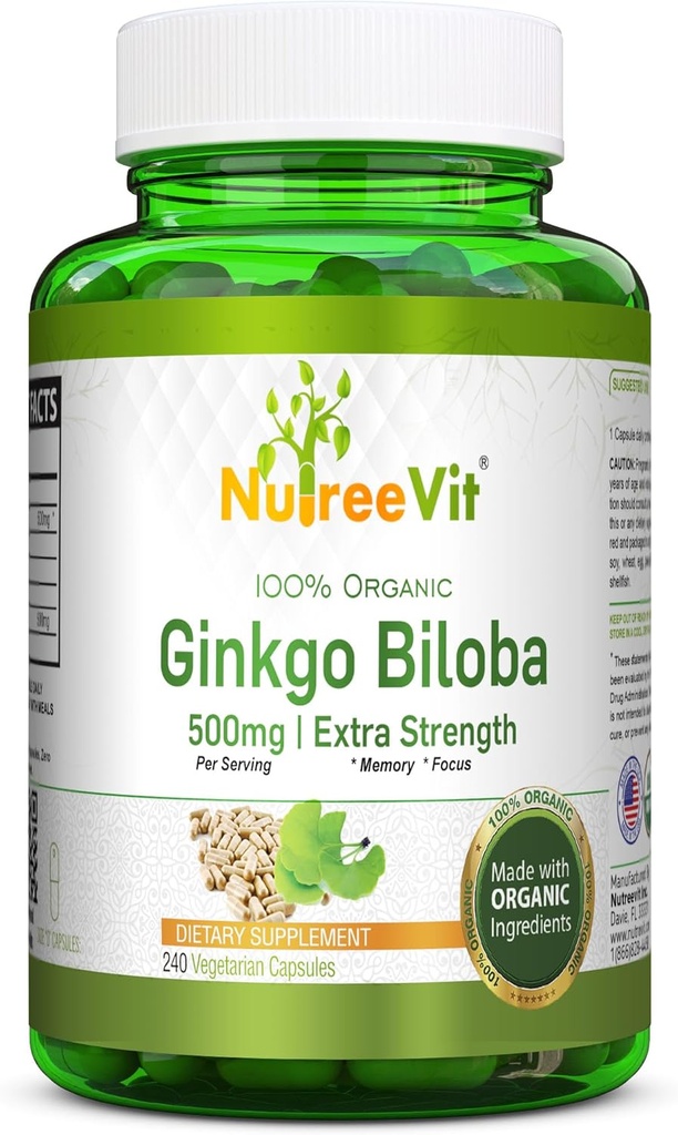 NutreeVit Ginkgo Biloba Integratore di erbe capsule (240 Conte)