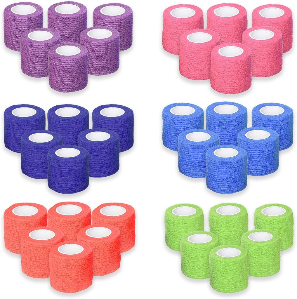 Sempre pronto Primo soccorso Autoadesivo Bandages Cohesive 2" x 5 Yards - 36 Conte, Rainbow Colors