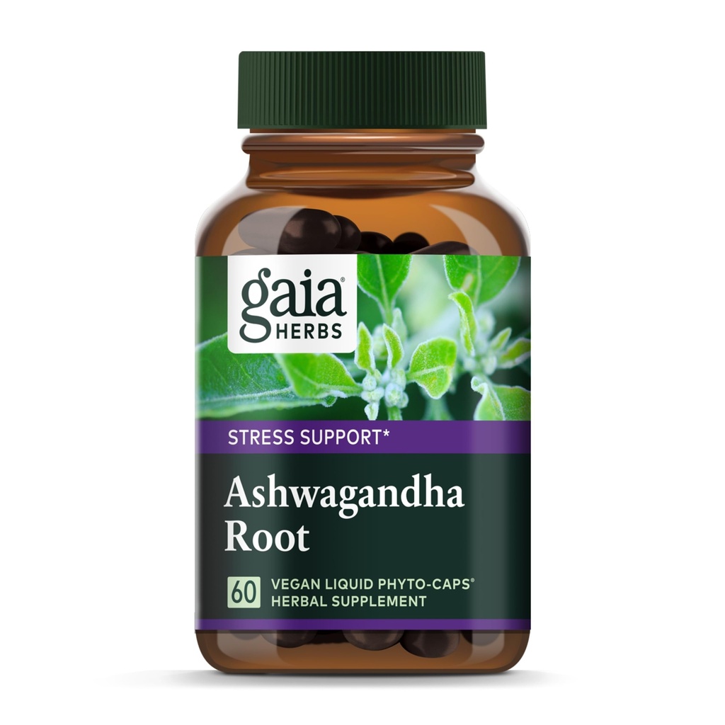 Gaia Herbs Ashwagandha Root - Fatto con radice di Ashwagandha organico per aiutare a sostenere una risposta sana a stress, il sistema immunitario, e sonno riposante - 60 Vegan liquido Phyto-Capsules (30-Day Supply)
