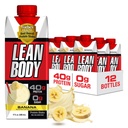Lean Body Ready-to-Drink Banana Protein Shake, 40g Protein, Whey Blend, 0 Sugar, Gluten Free, 22 Vitamine & Minerali, 17 Ounce (Cartone riciclabile & Lid - Confezione da 12) LABRADA