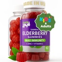 Sambucus Elderberry Gummies + Vitamina C + Zinco per Bambini & Adulti, X3 Supporto Immune, Sapori Naturali + Ingredienti, Vegan, Non OGM, Made in USA (60)