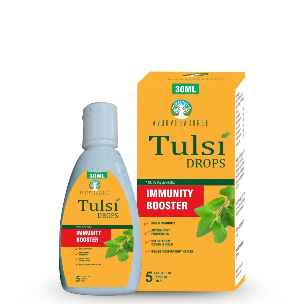 Tulsi Gocce Immunità naturale Booster 30 ML Pack - Certificata 5 diverse Rare Tulsi, Santo Basilio Gocce 30 ML