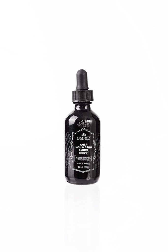 Svasthya Body & Mind Organic Amla Castor olio -Cold pressato per la crescita di sopracciglia e sopracciglio - Siero di frassino per le ciglia più lunghe, Lash Lashes - Olio per la crescita dei capelli con Amla per capelli più spessi, più sani