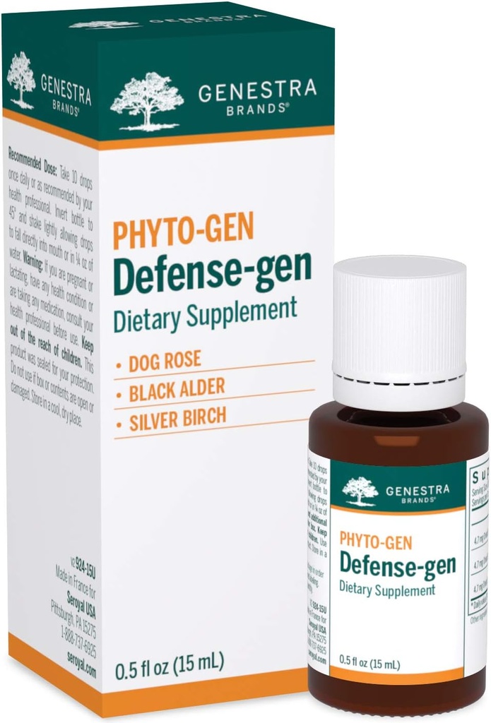 Genestra Brands Defense-gen | Dog Rose, Black Alder e Silver Birch Herbal Supplement | 0.5 fl. oz.