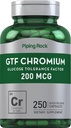 Piping Rock GTF Chromium 200 mcg | 250 capsule | Glucose Tolerance Factor Supplemento | Non-GMO & Gluten Free