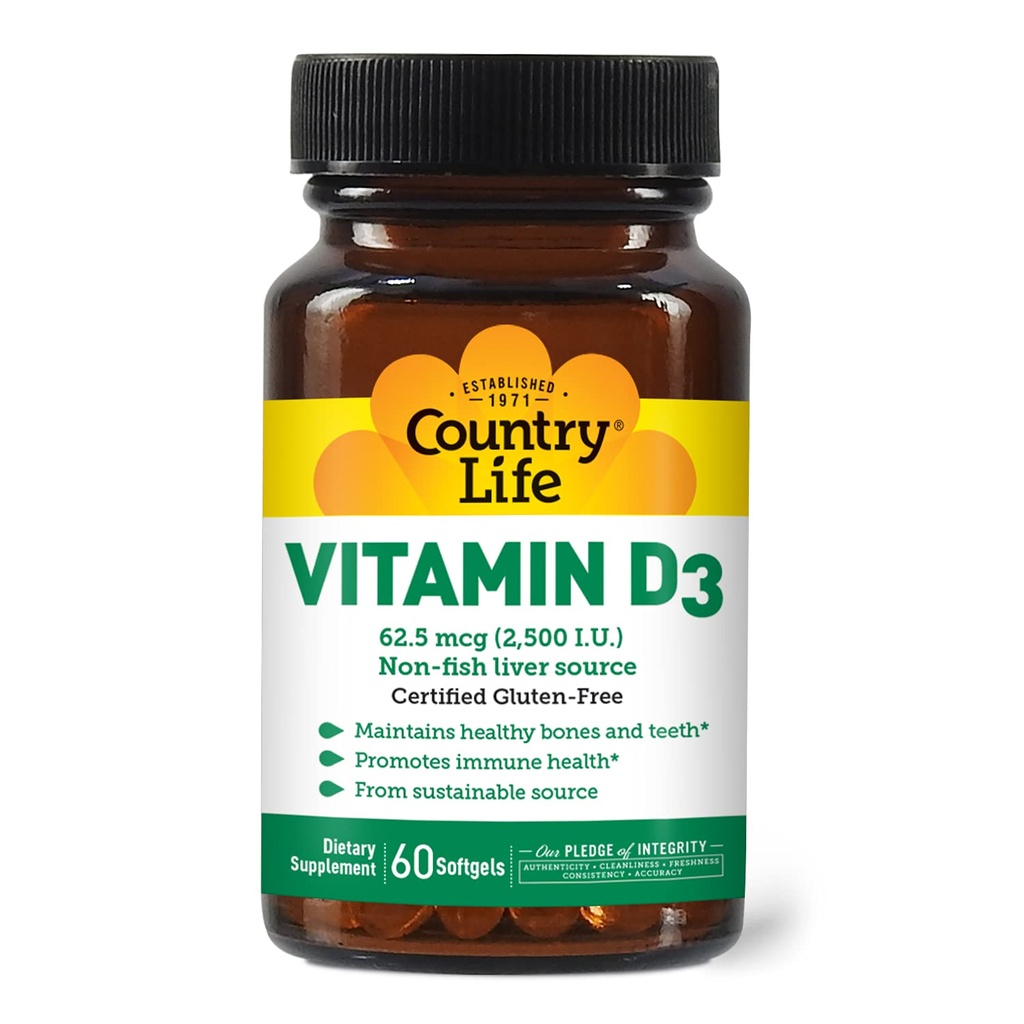 Vitamina D3 2500 I.U. Senza glutine, 60 Softgels