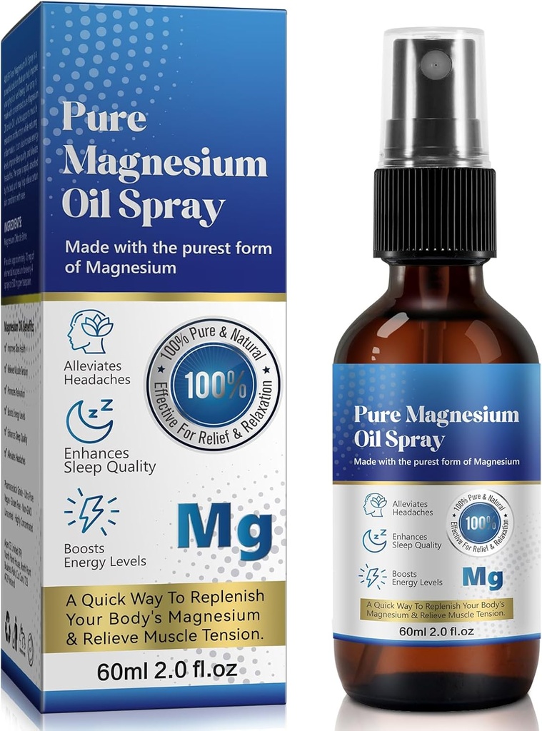 Generico 2 Fl Oz Magnesium Oil Spray - Pure & Organic - Magnesio ad alta concentrazione - Non OGM, Senza glutine - Facile da assorbire (1pc)