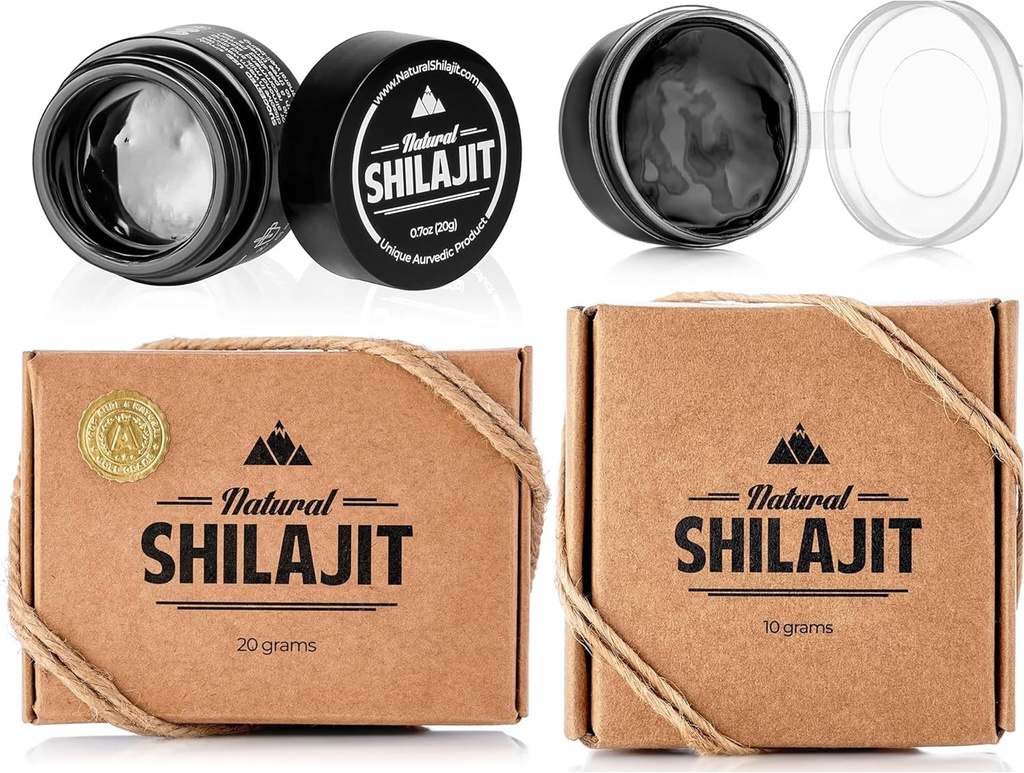 NATURAL SHILAJIT Resina - Integratore Shilajit con Acido Fulvic & Trace Minerals, Nutrienti Basati sulle piante per Energia, Supporto Immune & Vitality - 20 Grammi & 10 Gram
