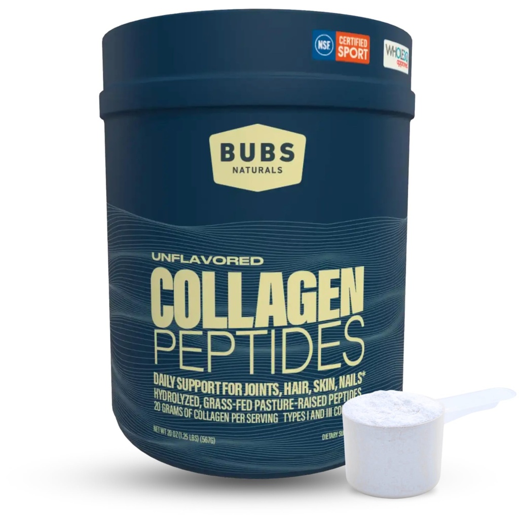 Polvere di peptidi di collagene di BUBS, collagene per le donne e gli uomini, peptidi idrolizzati, pasta non aromatizzata erba rasata Fed, Paleo Keto Friendly, Supporta la pelle dei capelli e la salute comune (20 oz) 28 Servings