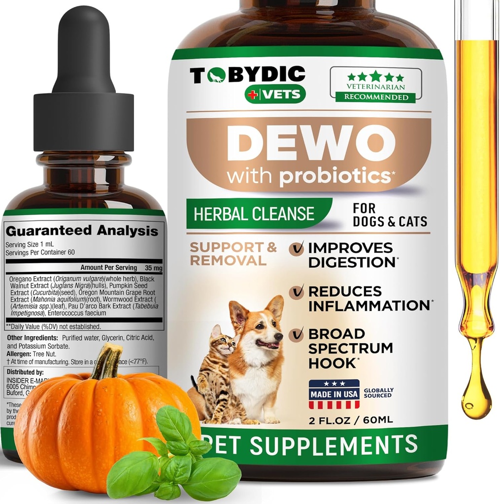 Broad Spectrum Herbal Intestinal Defense con Probiotico per Gatti e Cani - Supporto naturale Aiuta a rimuovere le tossine - Supplement Drops - Made in USA