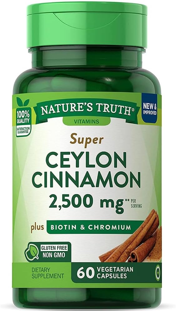 La Verità della Natura Super Cinnamon più Biotin & Chromium capsule di rilascio rapido - 60 ct, Confezione da 3