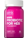 PINK Probiotici per le donne | Capsule Digestive Health Support Plus Cranberry | 50 Count | Vegetariano, Non OGM & Gluten Supplemento gratuito