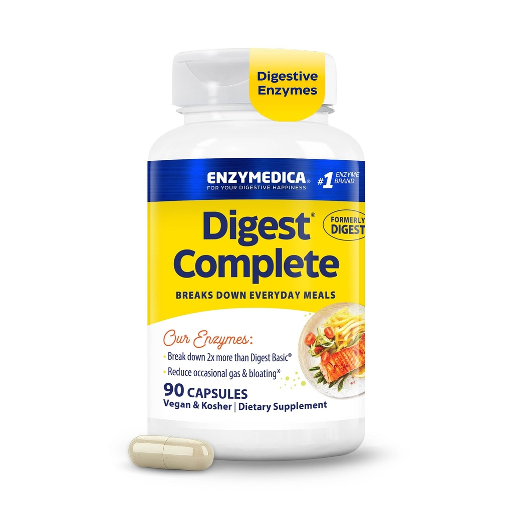 Enzymedica Digest, Full-Range, Everyday Digestive Enzymes, Offre fast-Acting Gas & Bloating Relief, 90 Count