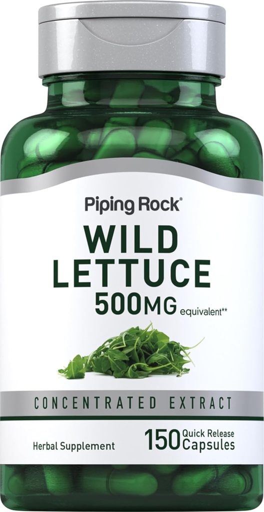 Piping Rock Wild Lettuce Extract | 500mg | 150 capsule | Integratore di erbe concentrato | Non OGM, Gluten Free