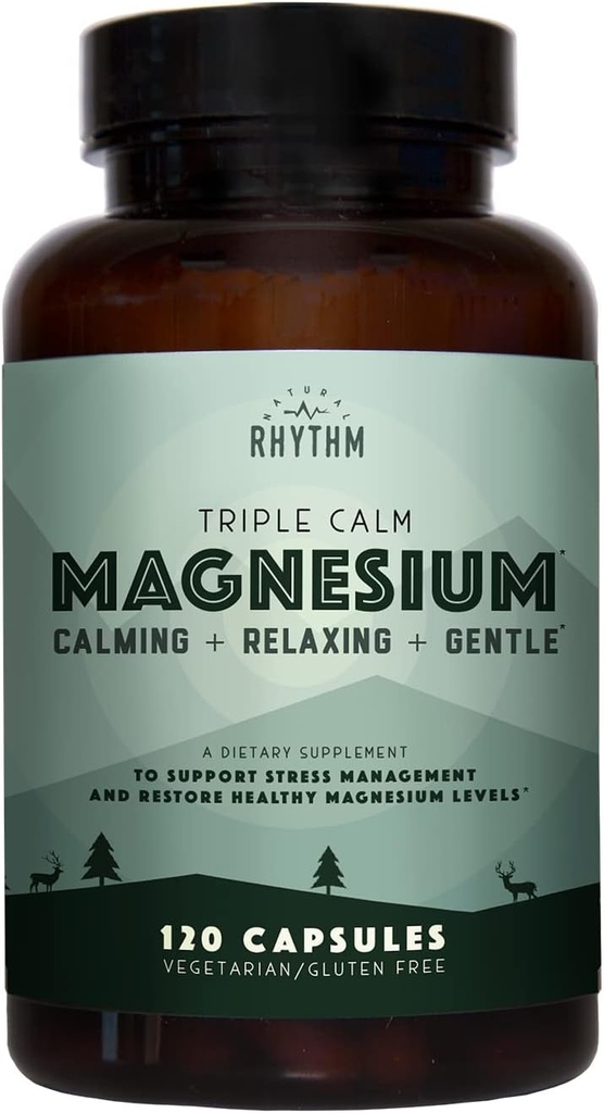 Natural Rhythm Calm e Immune Support - Triple Calm Magnesium (120 capsule) + Ah Chews! Immune Booster Lozenges (60 capsule)