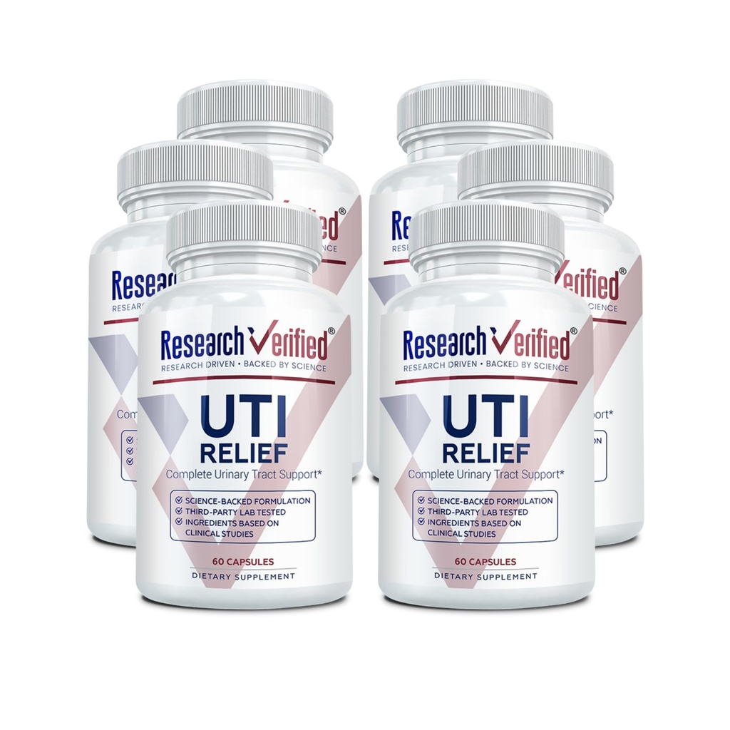 Ricerca Verified UTI Relief - Urinary Tract Support Supplement - 100% Naturale, Vegan con Lingonberry, Cranberry & D-Mannose - 6 Bottiglia (6 mesi di fornitura)