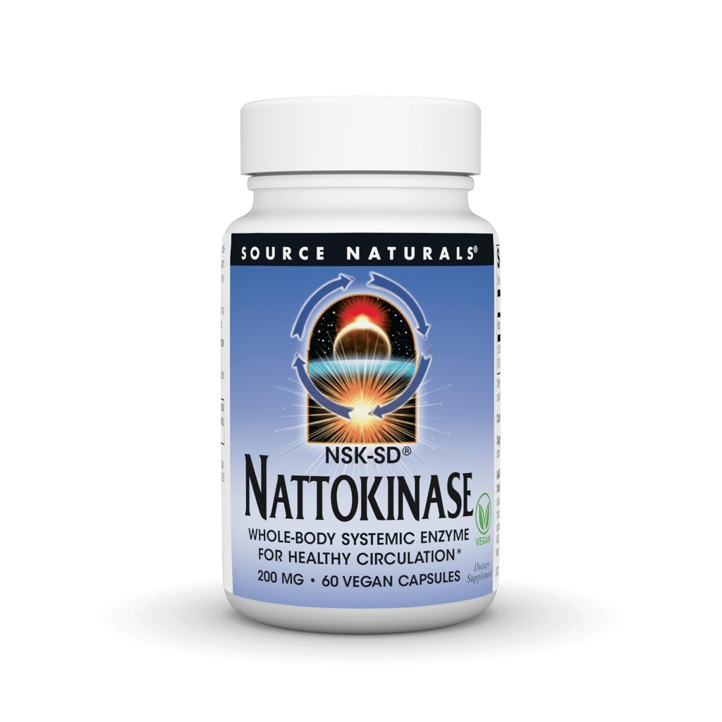 Sorgente Naturals NSK-SD, Nattokinase, Per vegetariani, Enzima sistematico tutto per circolazione sana*, 200 mg - 60 capsule vegetariane