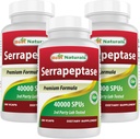 Migliori naturali Serrapeptase 40000 SPUs 180 capsule (180 conteggio (pacchetto di 3))