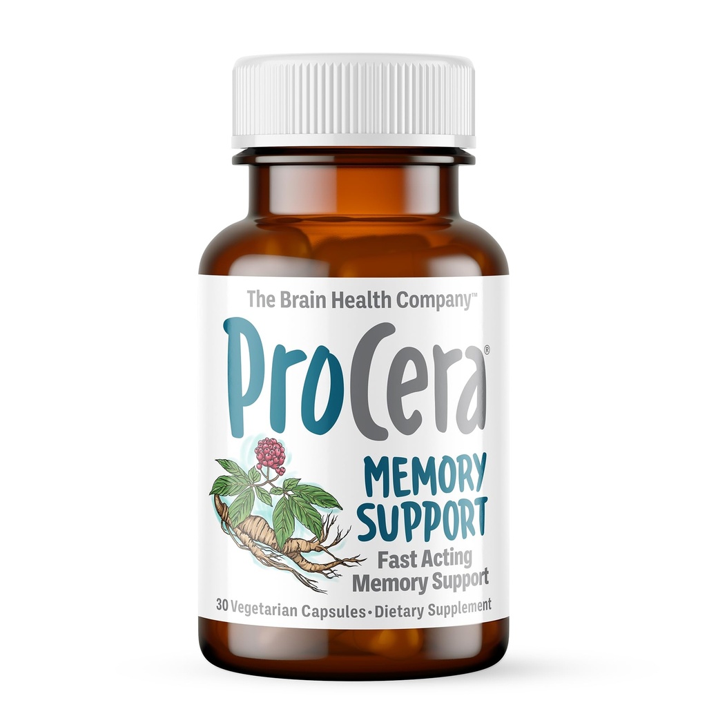 Supporto Memoria Procera - Basato su 60+ Studi Ingredienti - Aumentare le Prestazioni Mentali - Clarity - Mood Stability - Stress - Mental Fatigue - Adaptogens - Ginseng - Ginkgo Biloba - 30 Count