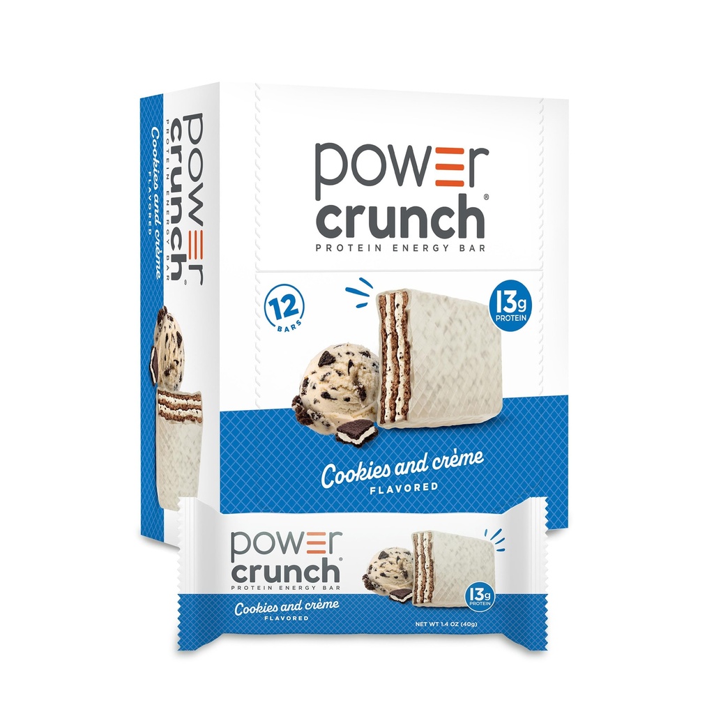Barre di proteine di Crunch di potere, Snack di alta proteina con gusto delizioso, biscotti e creme, 1,4 oncia (12 Conte)
