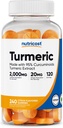 Gummie Turchesi Nutricost (240 Gummies) - Citrus aromatizzato, Realizzato con 95% Curcuminoidi, 120 Serve, Include Ginger e Black Pepper Extract, Vegetariano, Non OGM e Gluten Free
