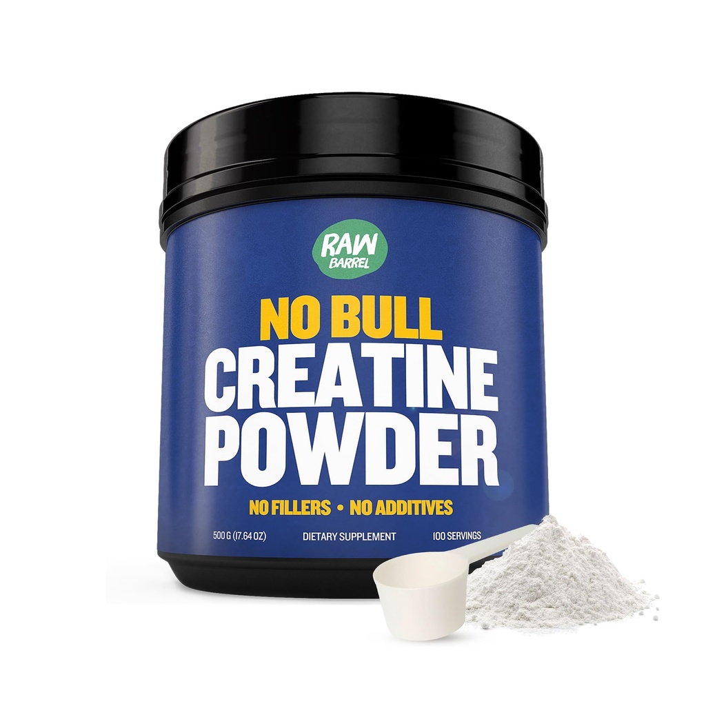 “No Bull” polvere di creatina, Bulk completa la creatina monoidrato per il recupero più veloce, aumento del volume del muscolo, forza e potenza, creatina micronizzata per gli uomini e la creatina per le donne, 500g