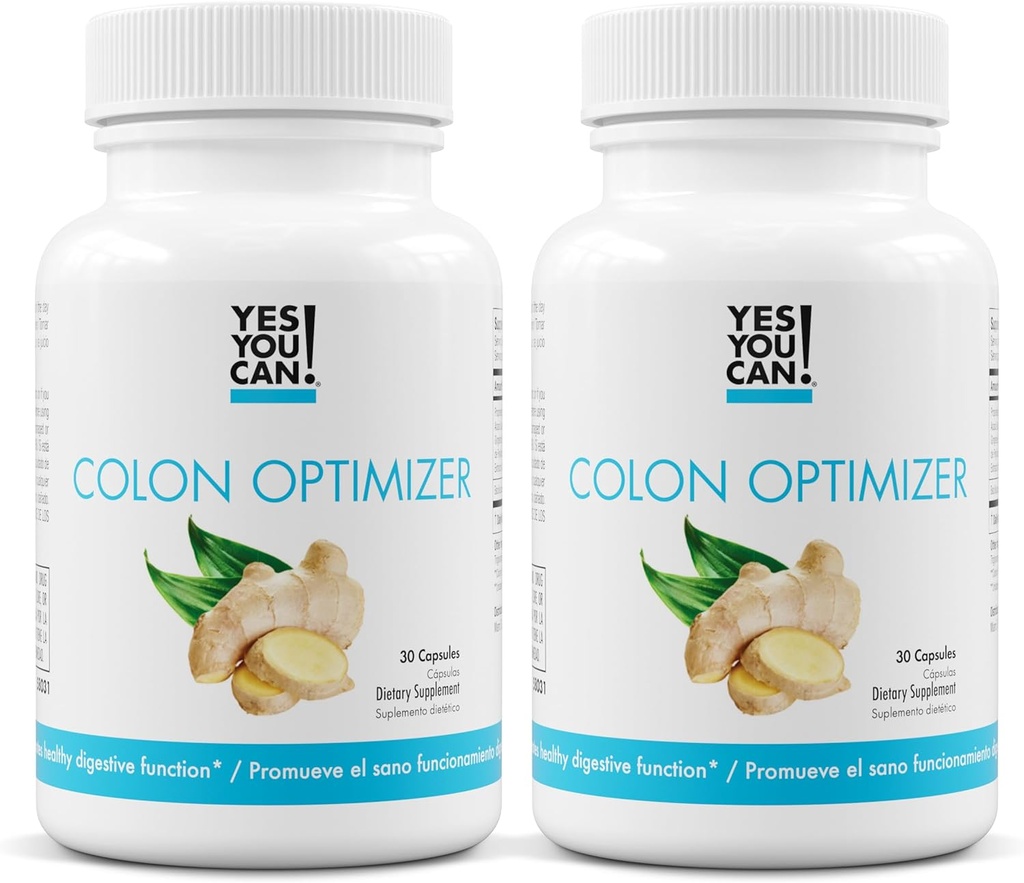 Si' che puoi! Probiotici Colon Optimizer Supplement - Gut Health e Stomach Supplemento per uomini e donne, Probiotici organici con zenzero e menta piperita per la salute digestiva, 30 capsule - 2 Pack