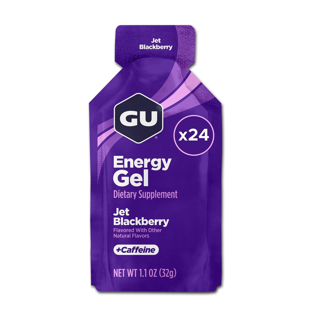GU Energy Originale Sport Nutrition Energy Gel, Jet Blackberry, 24 Count Box (123044)