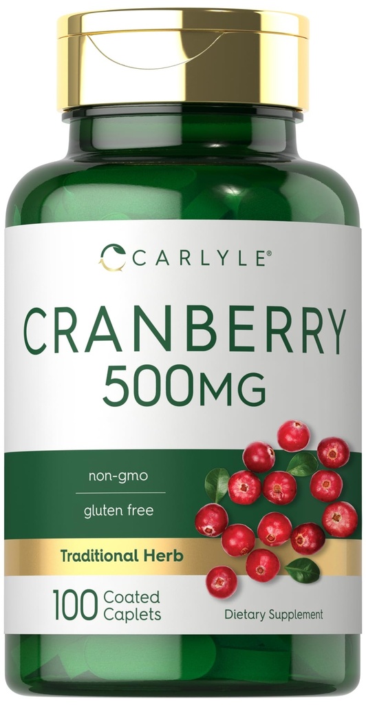 Carlyle Cranberry Pills | 500mg | 100 Caplets | Non OGM, Gluten Supplemento gratuito per le donne & uomini