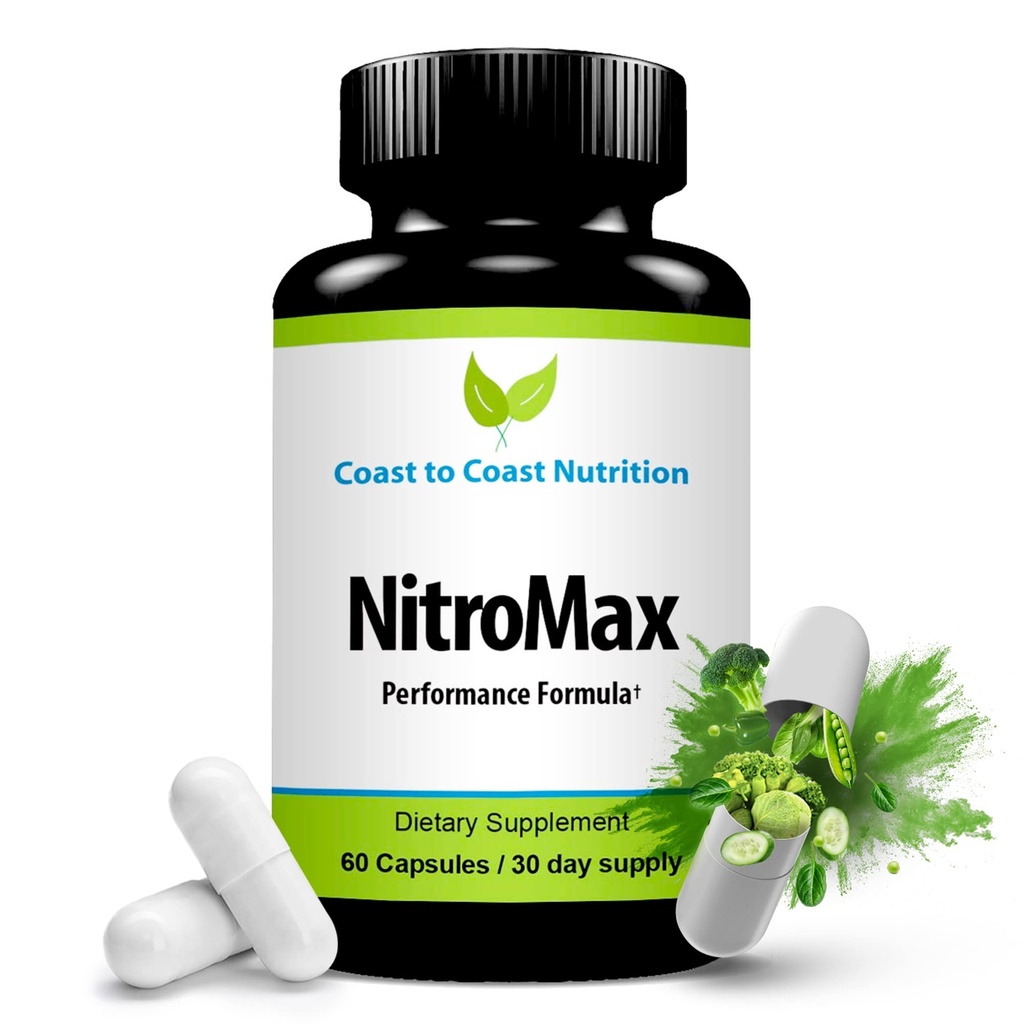 NitroMax Performance Formula – L-Arginina Nitric Oxide Supplement Plus Citrulline, AKG, Beta Alanine – Costruisci il muscolo, la vascolarità, l'energia, la circolazione – Workout Harder - 60 L-Arginina capsule