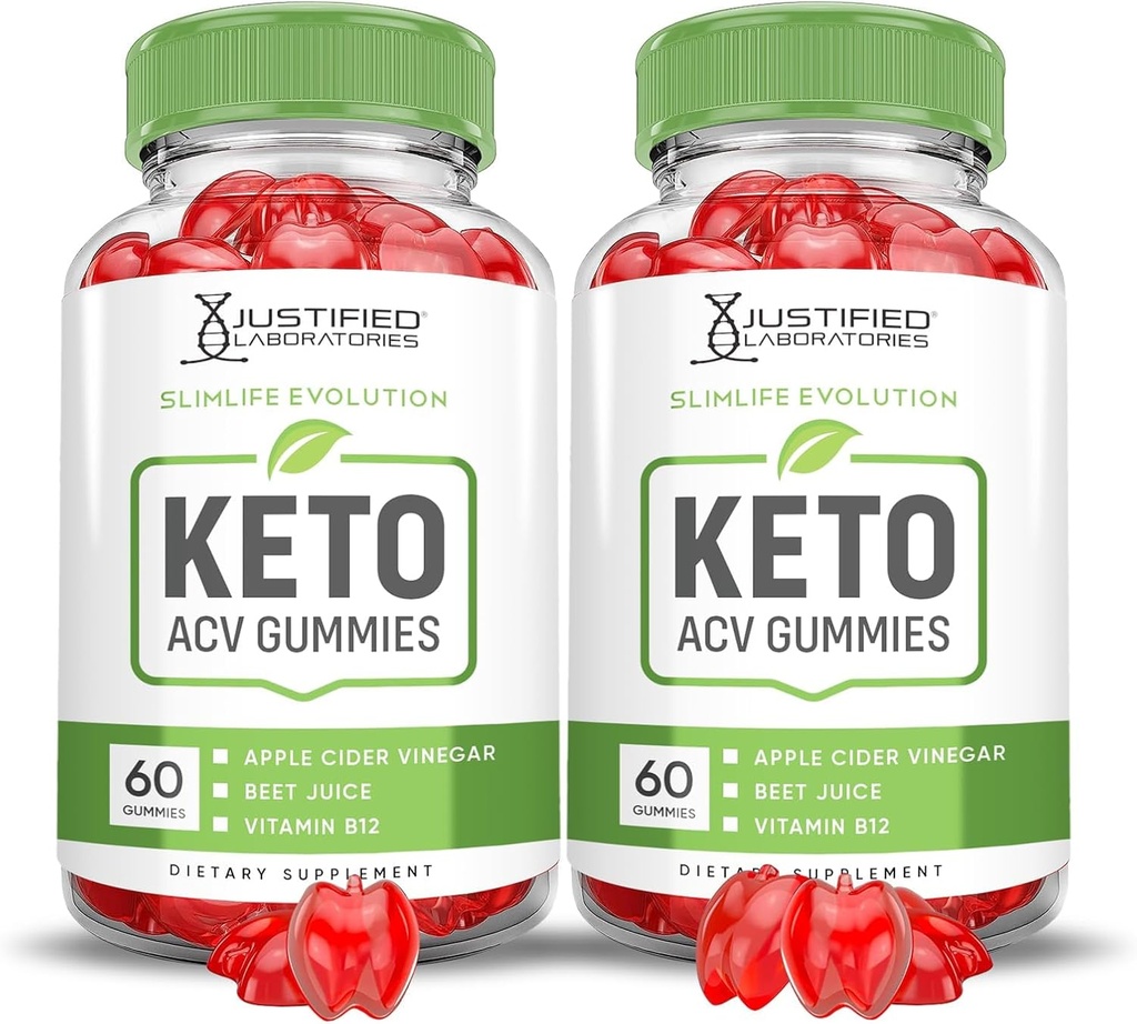 Laboratori giustificati (2 Pack Slimlife Evolution Keto ACV Gummies Slim Life1000MG Polvere di succo di barbabietola formulata dell'aceto del sidro di mele B12 Vegan 120 Gummies