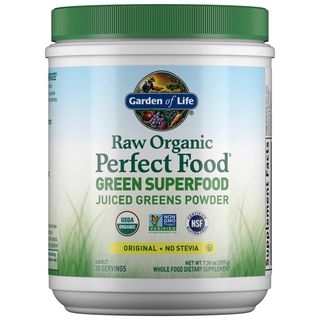 Giardino della vita Raw Organic Perfetto Cibo Verde Superfood Verde Juiced Greens Polvere - Originale Stevia-Free, 30 Serve, Non OGM, Gluten Free Integratore alimentare Intero, Alkalize, Detoxify, Energize