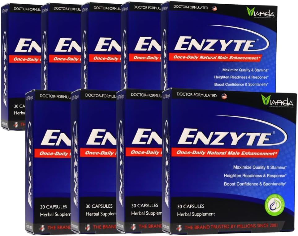 Enzite® Natural Male Enhancement Bundle per la qualità e la stamina con Ginseng asiatico, Ginkgo Biloba, Estratto di semi di uva, Arrapato Goat Weed - 9 Pack Bundle
